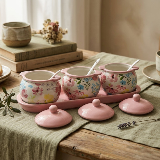 Porcelain Spice Jar Set - 4 Pcs